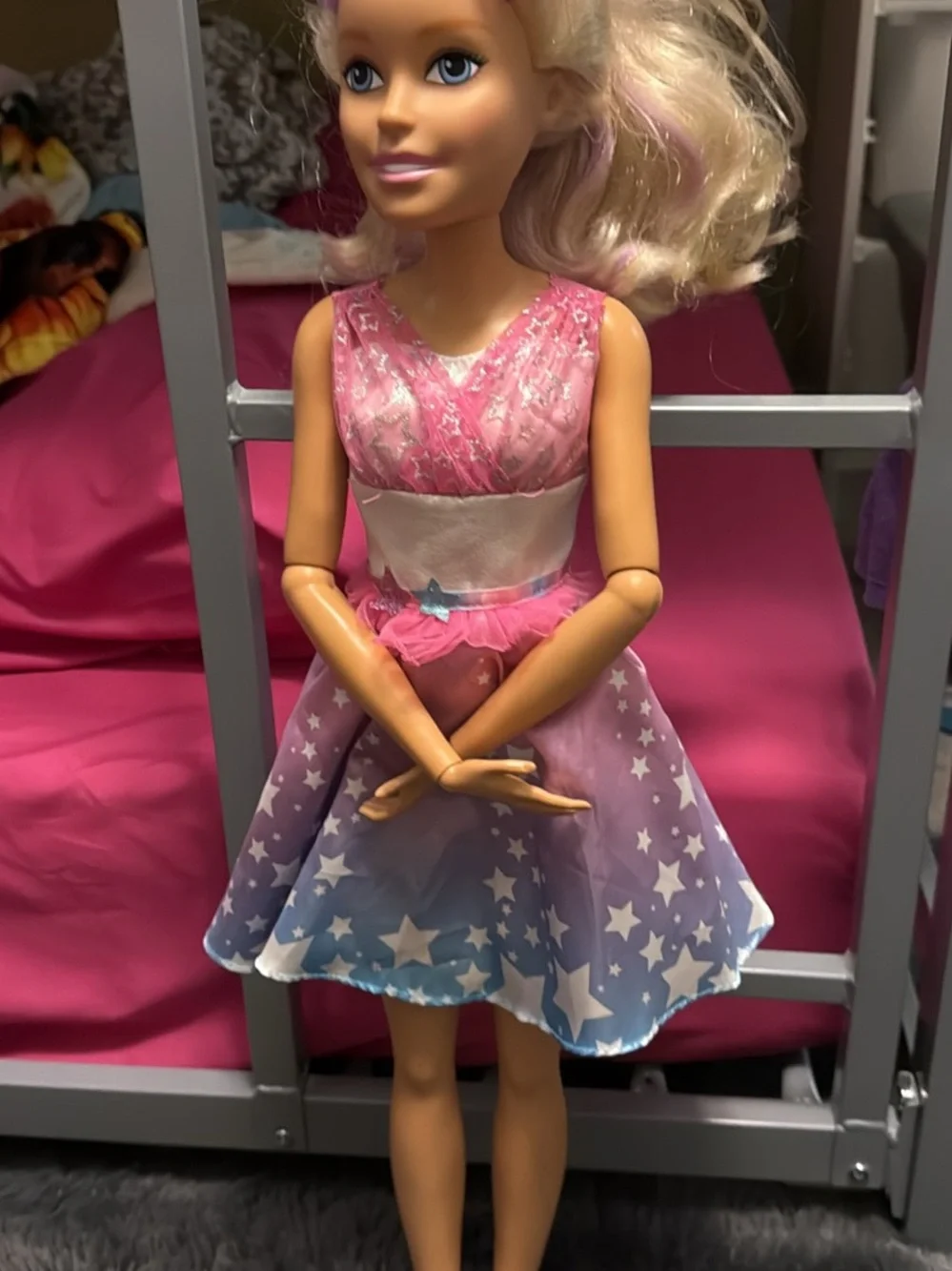 28” Barbie Pink and Purple Star-Print Doll Dress